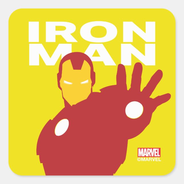 Iron Man Flat Colour Character Art Square Sticker (Front)