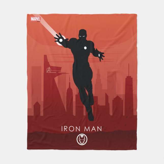 Iron Man Heroic Silhouette Fleece Blanket (Front)