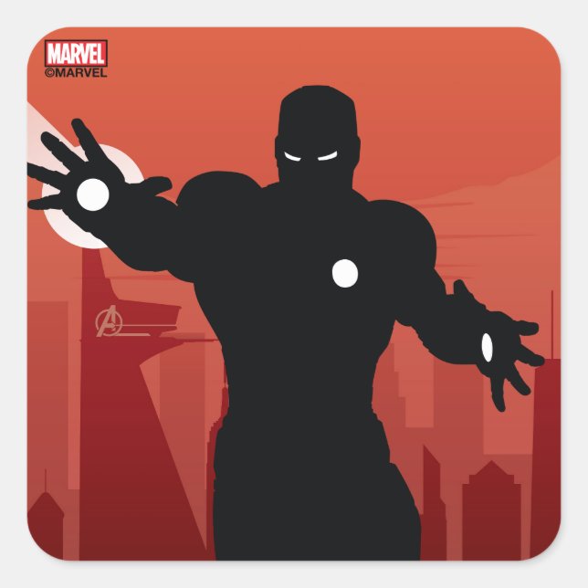 Iron Man Heroic Silhouette Square Sticker (Front)