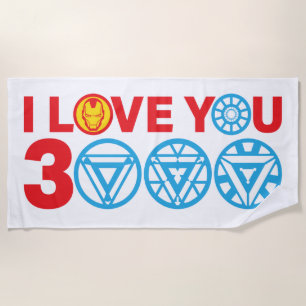 Iron Man   I Love You 3000 Beach Towel