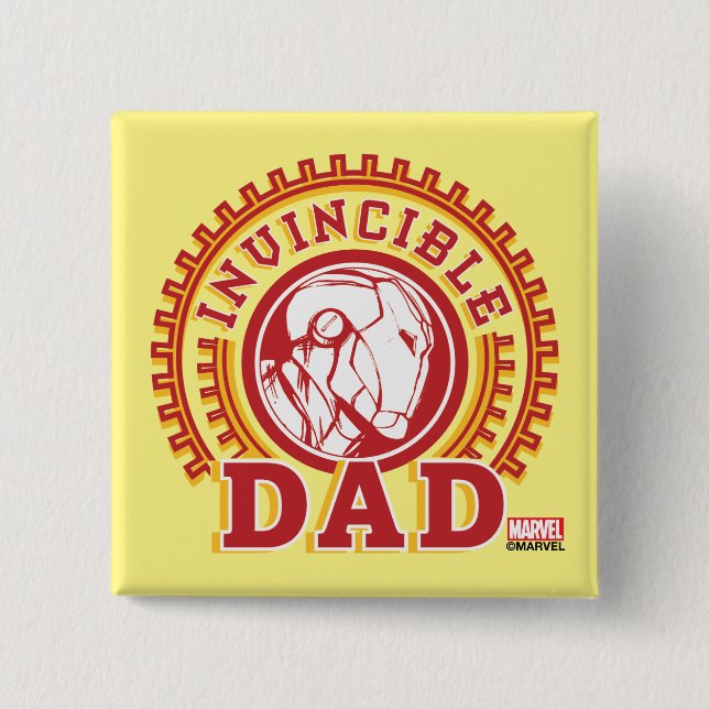 Iron Man | Invincible Dad Logo 2 Inch Square Button (Front)