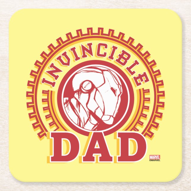 Iron Man | Invincible Dad Logo Square Paper Coaster (Front)