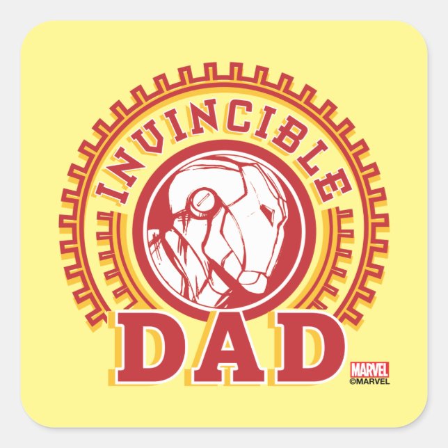 Iron Man | Invincible Dad Logo Square Sticker (Front)