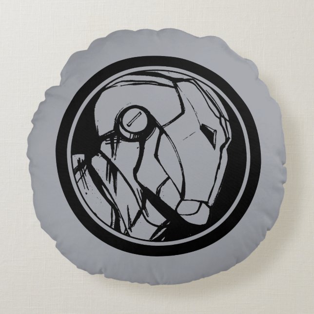 Iron Man Profile Logo Round Pillow (Front)