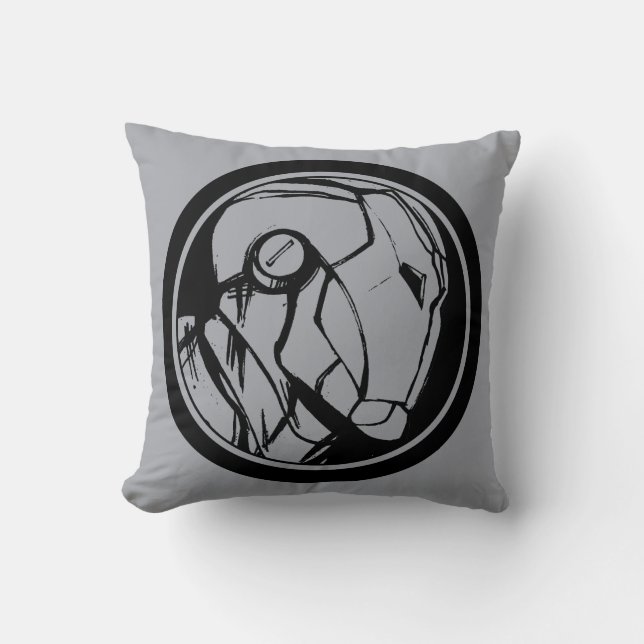 Iron Man Profile Logo Throw Pillow (Front)