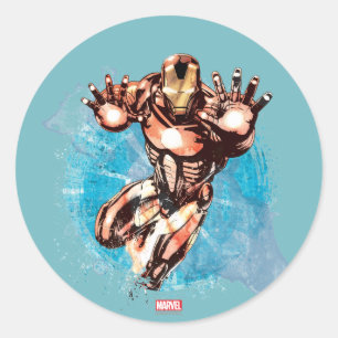 Iron Man Watercolor Character Art Classic Round Sticker