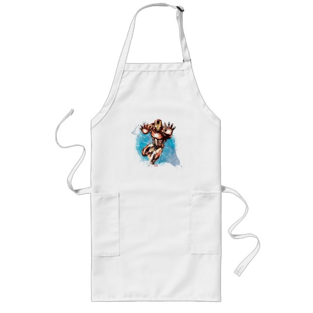 Iron Man Watercolor Character Art Long Apron (Front)