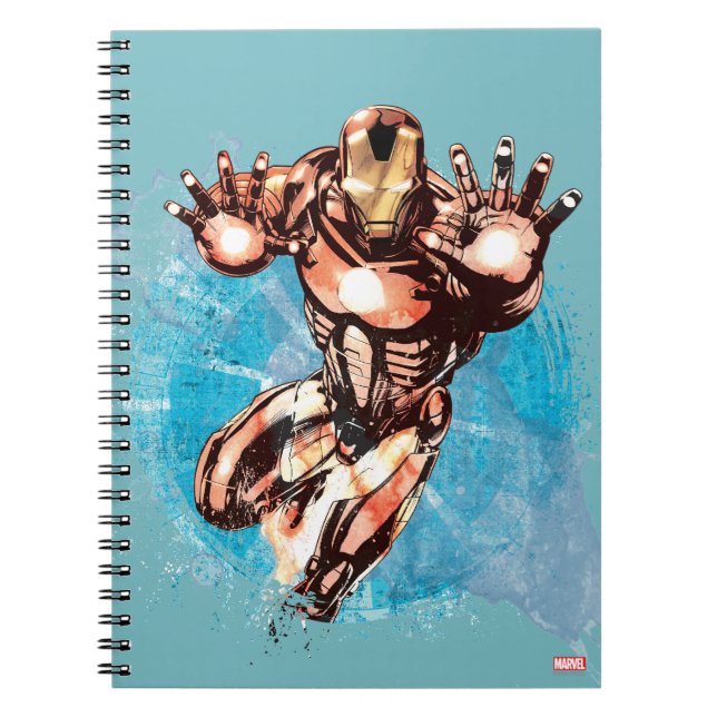 Iron Man Watercolor Character Art Notebook (Front)