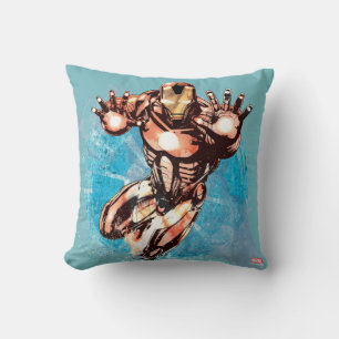 Iron Man Watercolor Character Art Throw Pillow