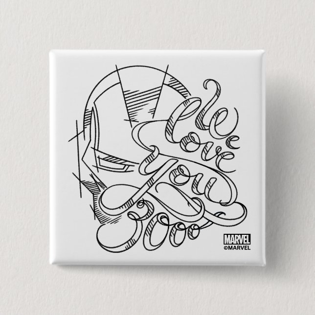 Iron Man | We Love You 3000 2 Inch Square Button (Front)