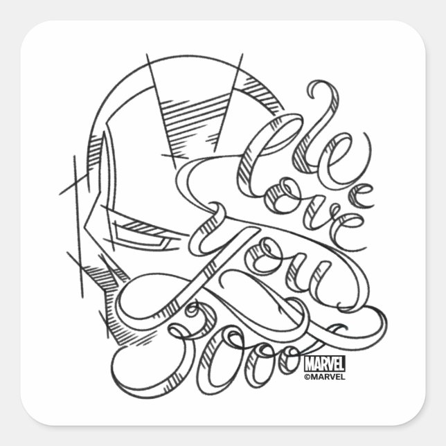Iron Man | We Love You 3000 Square Sticker (Front)