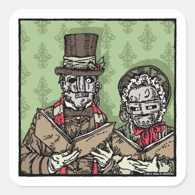 Iron Mask Carolers - Pop Goth Holiday Square Sticker (Front)