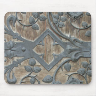 Iron Medieval Lock on Wooden Door Mouse Pad