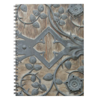 Iron Medieval Lock on Wooden Door Notebook