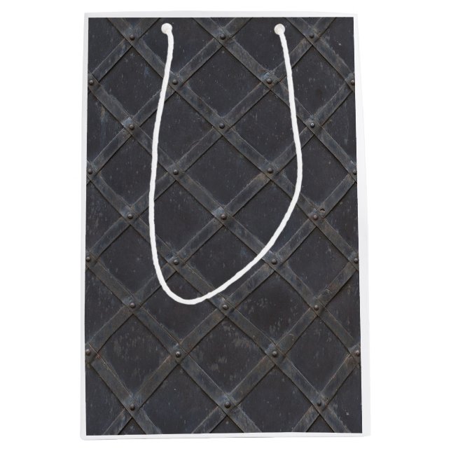 Iron Metal diamond pattern Medium Gift Bag (Front)