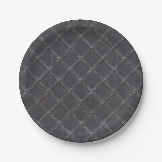 Iron Metal diamond pattern Paper Plate (Front)