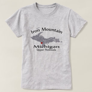 Iron Mountain Michigan Heart Map Design Ladies T-Shirt