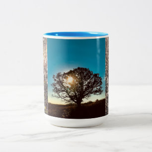 Iron Oak Tree, Fall Sunrise, Wisconsin Two-Tone Co Coffee Mug