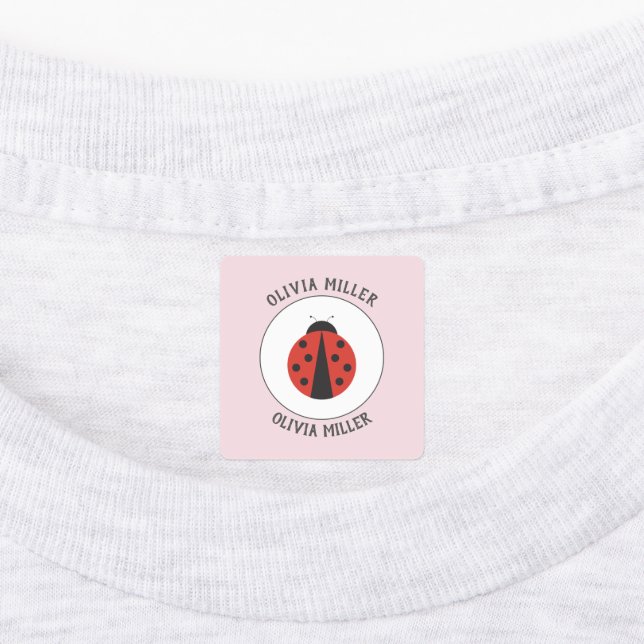 Iron on ladybug labels for school camp daycare (Affixed)