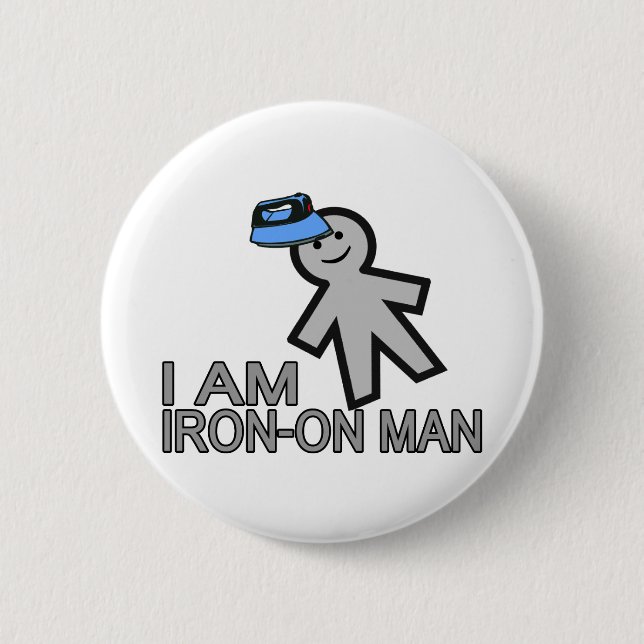 Iron-On Man 2 Inch Round Button (Front)