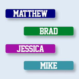 Iron-on Names White on Multiple Colours