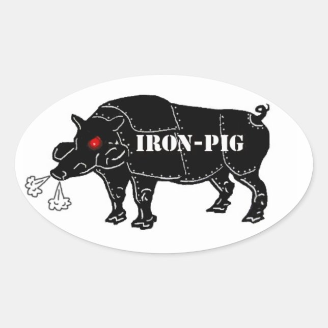 IRON PIG OVAL STICKER (Front)