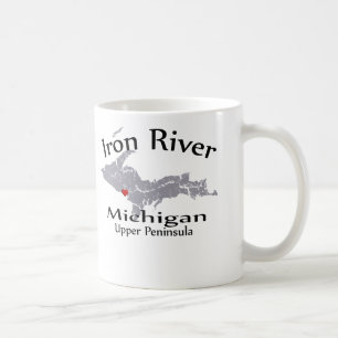 Iron River Michigan Heart Map Design Mug
