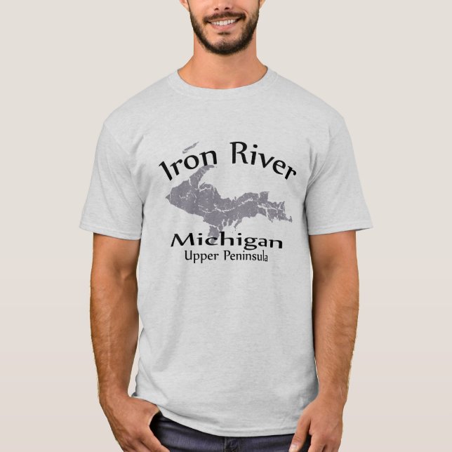 Iron River Michigan Map Design T-shirt (Front)