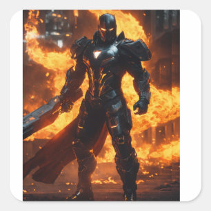 Iron Sentinel: A Futuristic Elegance" Square Sticker