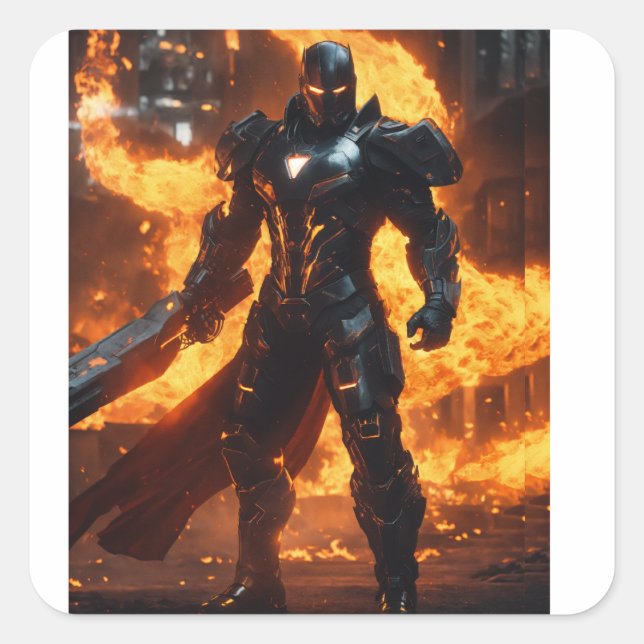 Iron Sentinel: A Futuristic Elegance" Square Sticker (Front)