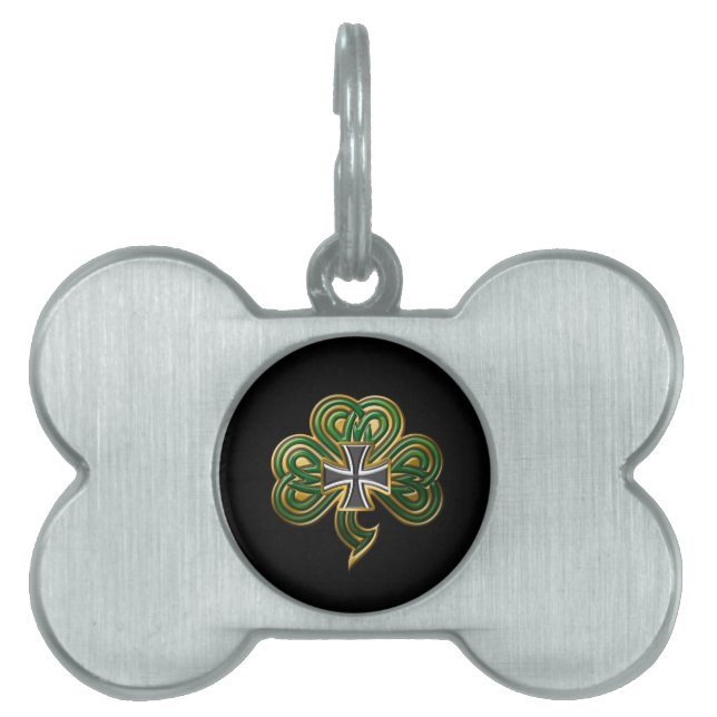 Iron Shamrock Pet Name Tag (Front)
