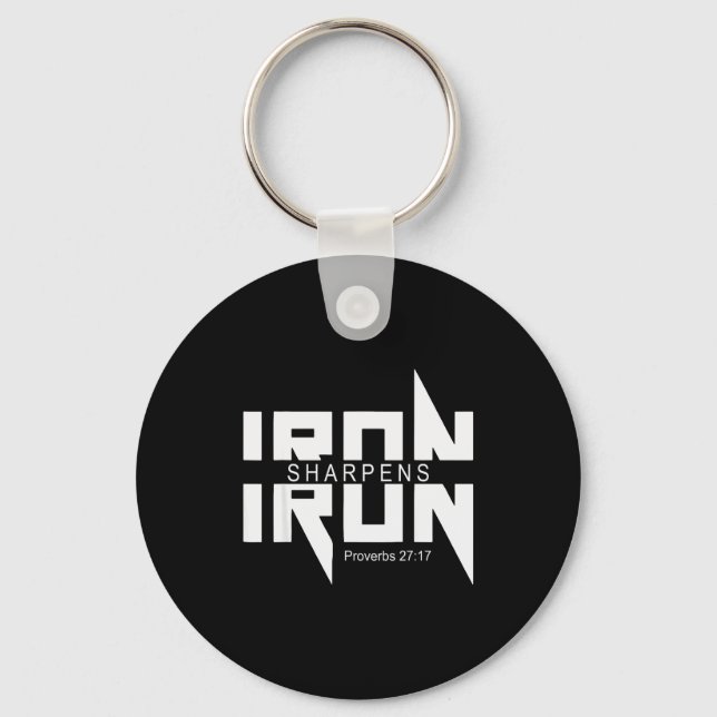 Iron Sharpens Iron Bible Jesus Faith Religious Chr Keychain (Front)