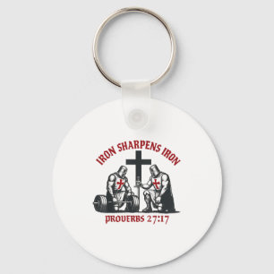 Iron Sharpens Iron Bible Scripture Christian Gym W Keychain
