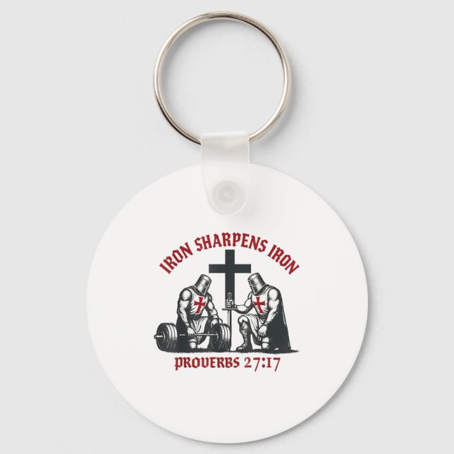 Iron Sharpens Iron Bible Scripture Christian Gym W Keychain (Front)
