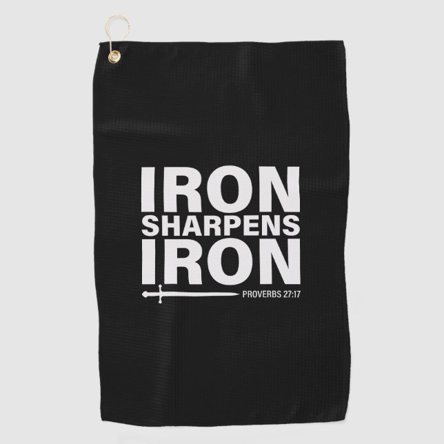 Iron Sharpens Iron Black Golf Towel (Front)