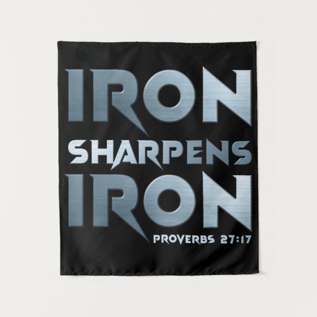 Iron Sharpens Iron – Christian Men & Women Proverb Tapestry (Front)