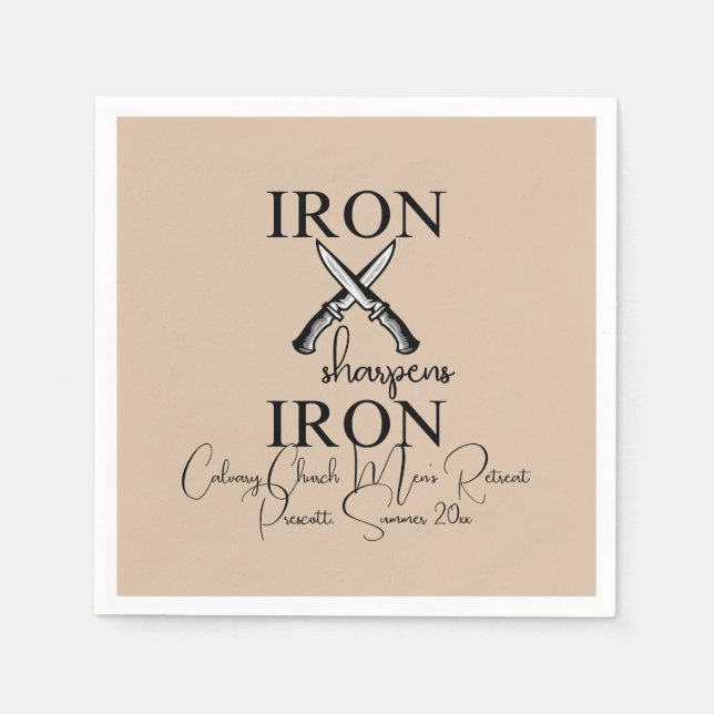 Iron sharpens Iron Knife Christian Napkin (Front)