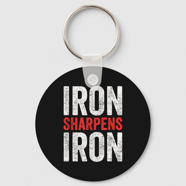 Iron Sharpens Iron Motivational Gym Design Keychain (Front)