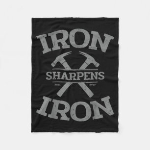 Iron Sharpens Iron Proverbs 27_17 Gym Workout Men  Fleece Blanket