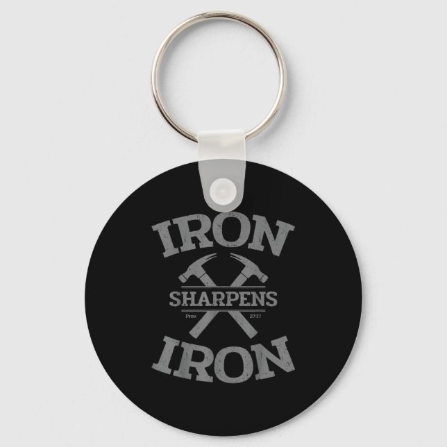 Iron Sharpens Iron Proverbs 27_17 Gym Workout Men  Keychain (Front)