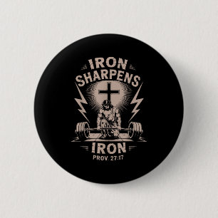 Iron Sharpens Iron Youth Christian Workout Gym Wei 2 Inch Round Button
