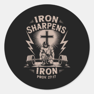 Iron Sharpens Iron Youth Christian Workout Gym Wei Classic Round Sticker
