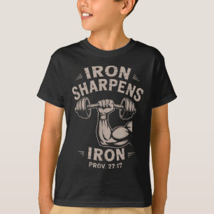 Iron Sharpens Iron Youth Christian Workout Gym Wei T-Shirt