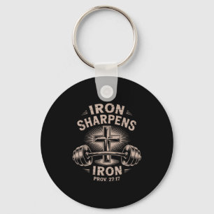 Iron Sharpens Iron Youth Funny Christian Workout G Keychain