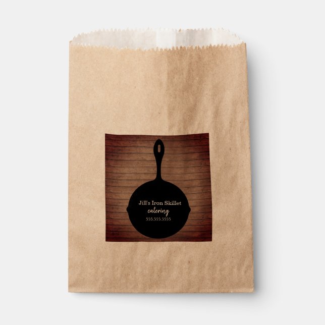 Iron Skillet Rustic Caterer Restaurant Food Favour Bag (Front)