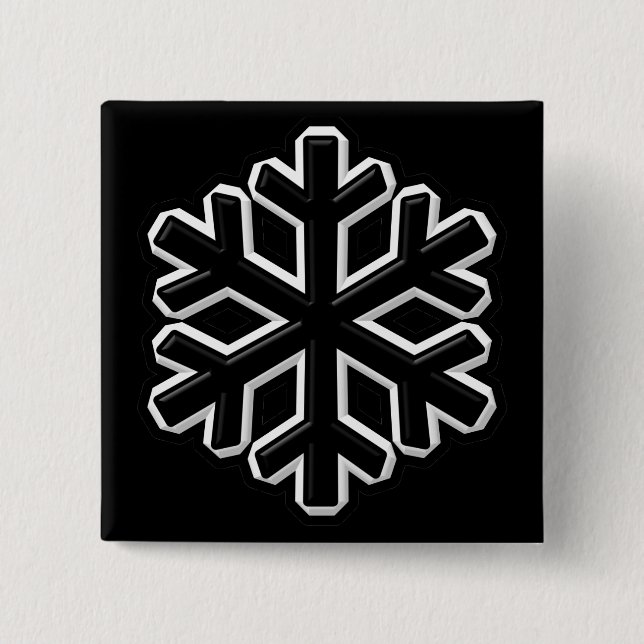 Iron Snowflake 2 Inch Square Button (Front)