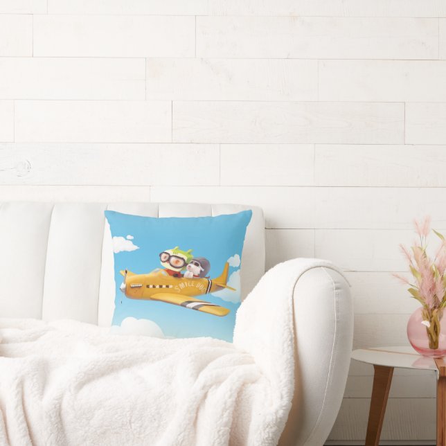 Iron T & Smile Pup: High Flying Adventure Throw Pillow (Couch)