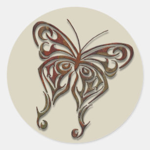 Iron Tribal Butterfly Classic Round Sticker