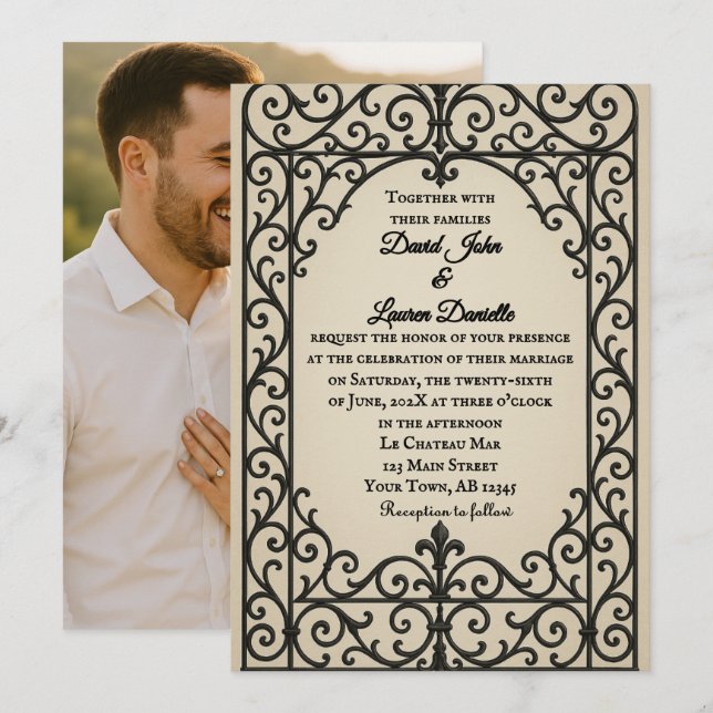 Iron Vow Photo Wedding Invitation (Front/Back)