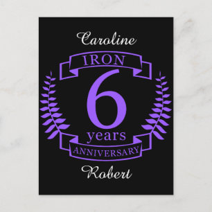 Iron wedding anniversary 6 years postcard